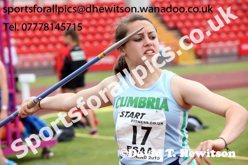 Inter girls javelin, 2015 English Schools Track and Field Champs., Gateshead Stadium. Photo: David T. Hewitson/Sports for All Pics